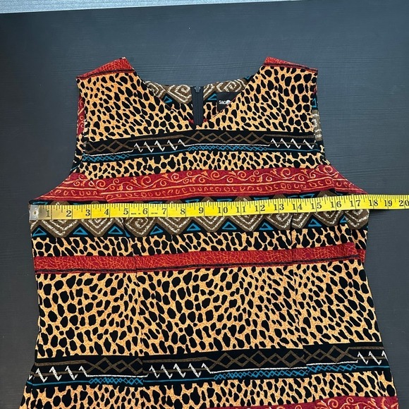 Sag Harbor Dress Brown Leopard V-Neck Sleeveless Sheath Dress Women's Size 8 - Picture 9 of 10